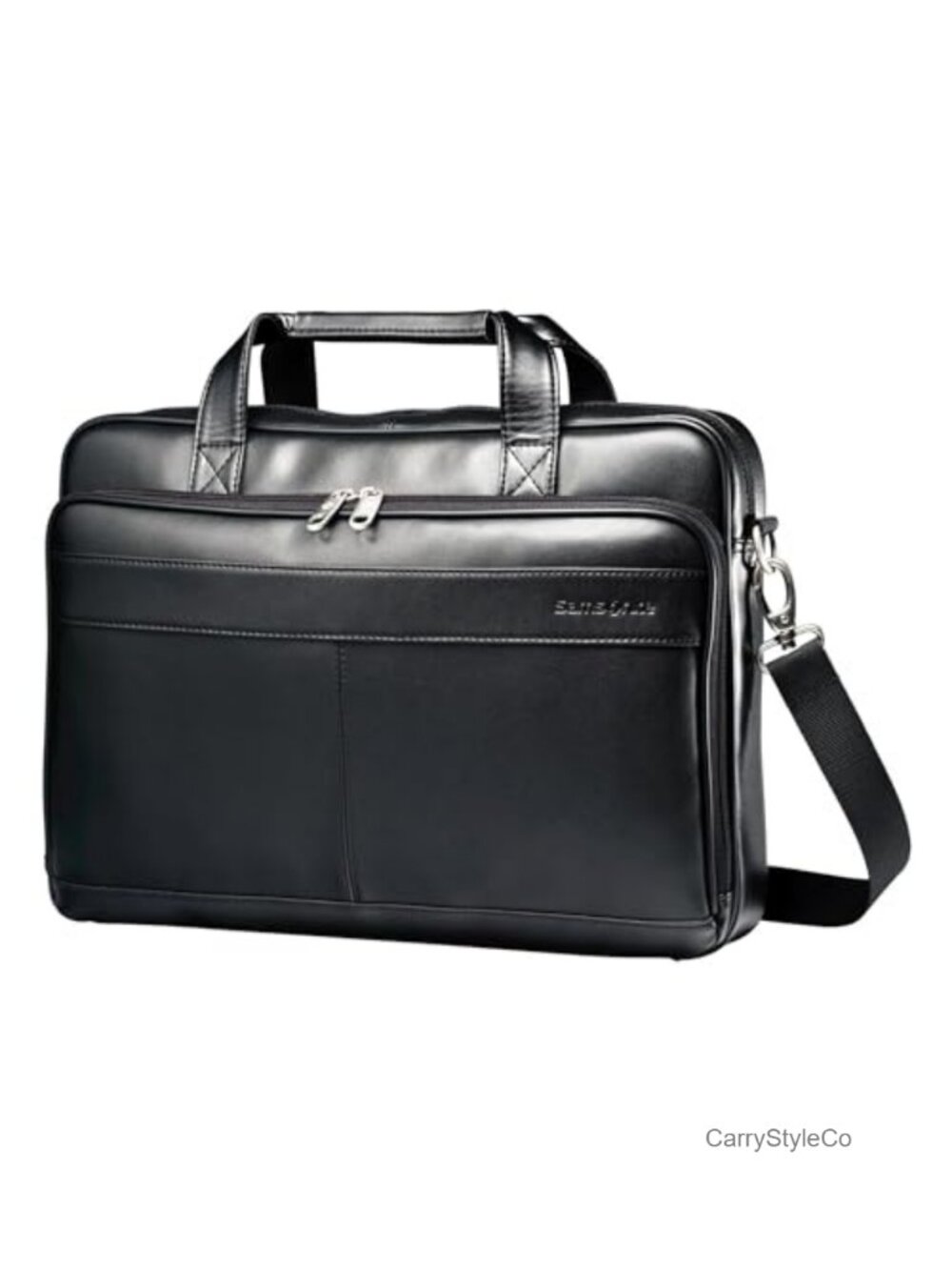 Genuine Leather Slim Briefcase Padded Laptop Compartment Fits 15.6 Inch